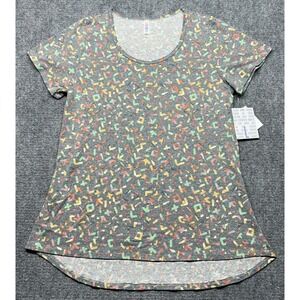 LulaRoe Classic T-Shirt Womens L Multicolor Geometric Round Neck Short Sleeve